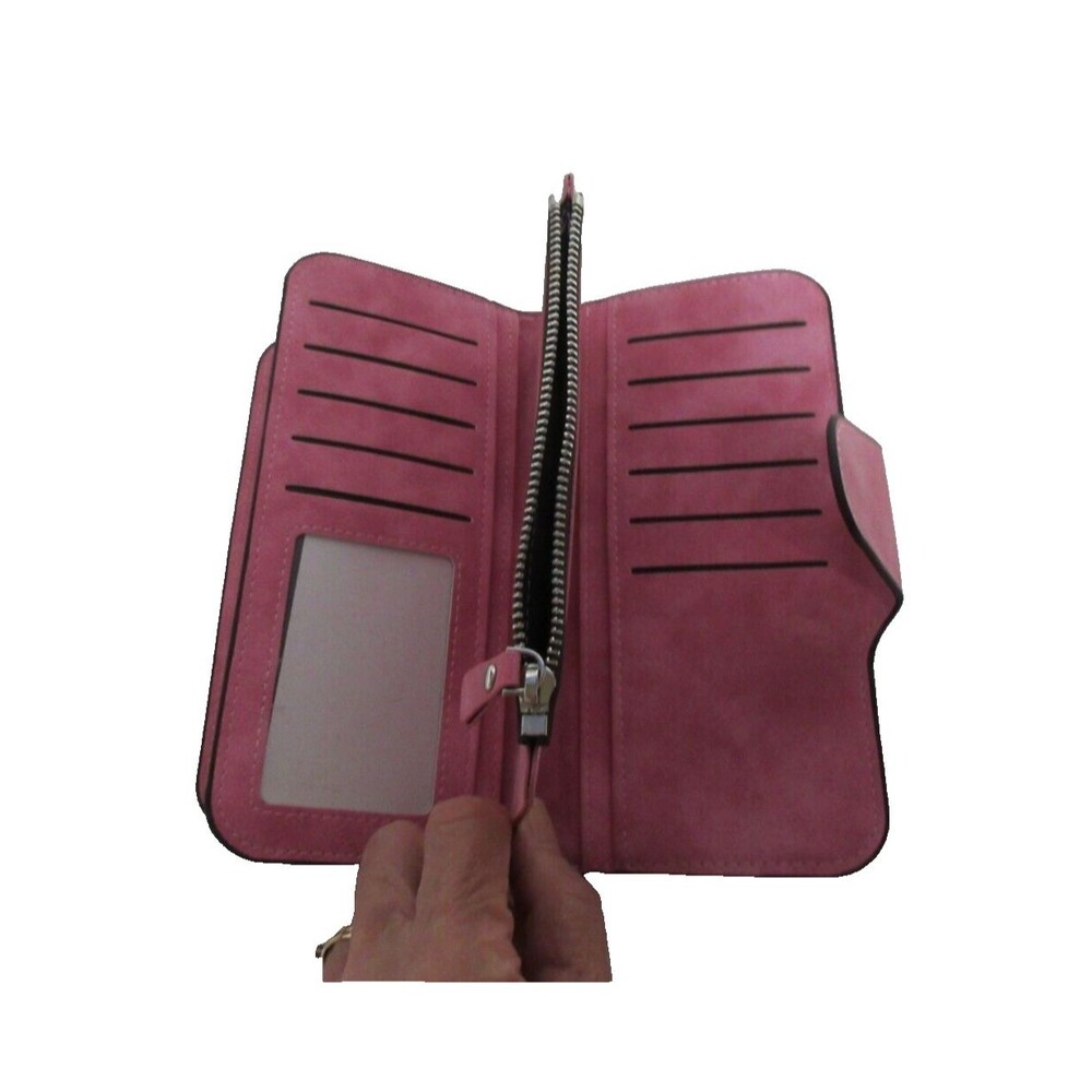 Large Rose Red Ladies Leather Wallet Long Purse Phone Card Holder Case Clutch - Picture 3 of 6